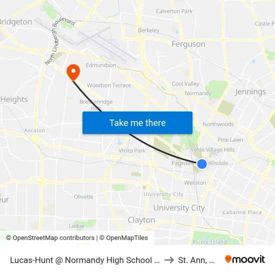 Lucas-Hunt @ Normandy High School Nb to St. Ann, MO map