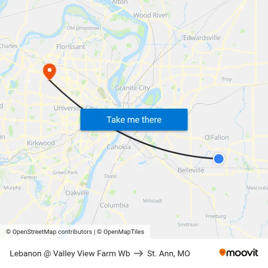 Lebanon @ Valley View Farm Wb to St. Ann, MO map