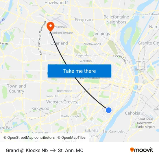Grand @ Klocke Nb to St. Ann, MO map