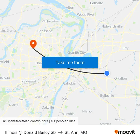 Illinois @ Donald Bailey Sb to St. Ann, MO map