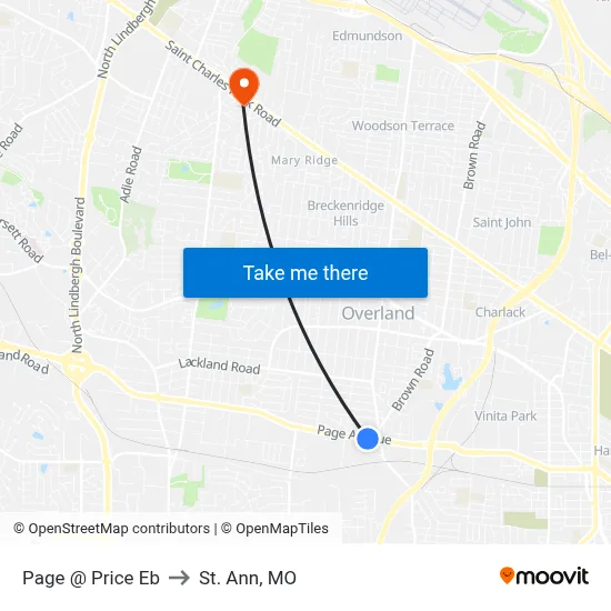 Page @ Price Eb to St. Ann, MO map