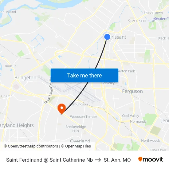 Saint Ferdinand @ Saint Catherine Nb to St. Ann, MO map