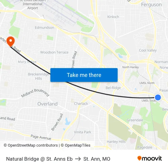 Natural Bridge @ St. Anns Eb to St. Ann, MO map