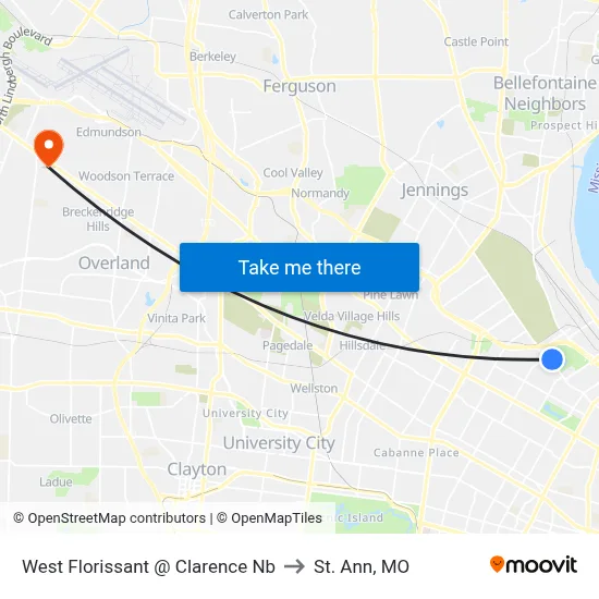 West Florissant @ Clarence Nb to St. Ann, MO map