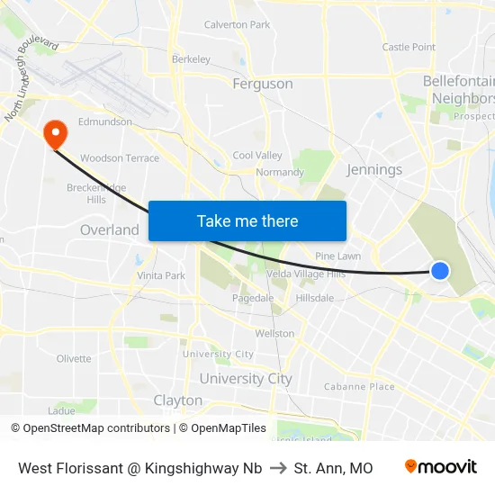 West Florissant @ Kingshighway Nb to St. Ann, MO map