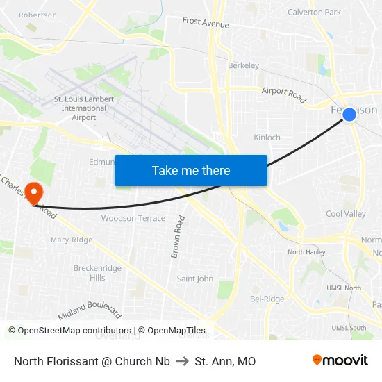 North Florissant @ Church Nb to St. Ann, MO map