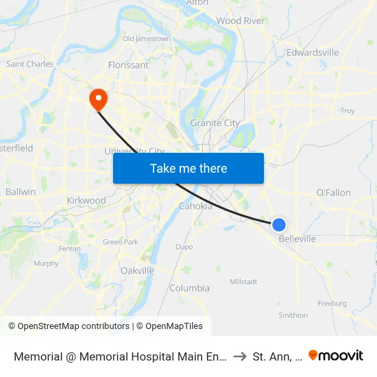 Memorial @ Memorial Hospital Main Entrance Wb to St. Ann, MO map