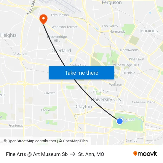 Fine Arts @ Art Museum Sb to St. Ann, MO map