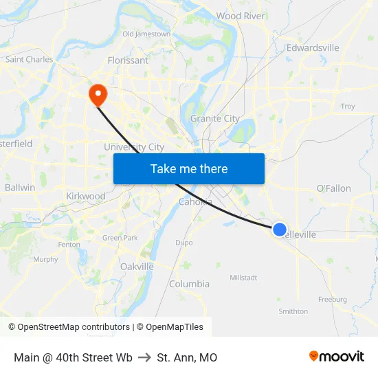 Main @ 40th Street Wb to St. Ann, MO map