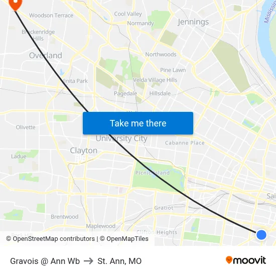 Gravois @ Ann Wb to St. Ann, MO map