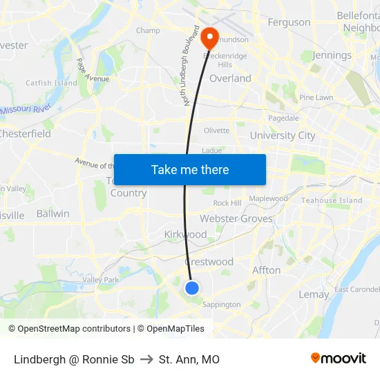 Lindbergh @ Ronnie Sb to St. Ann, MO map