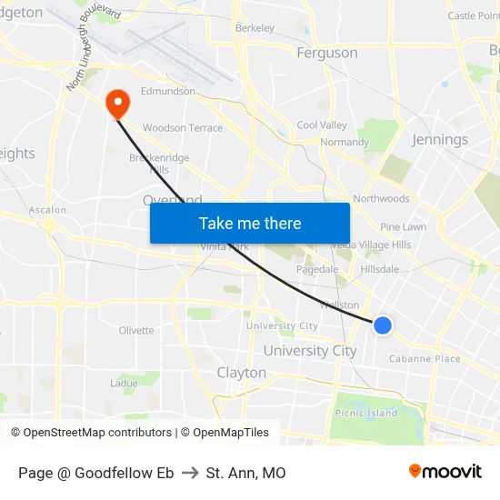 Page @ Goodfellow Eb to St. Ann, MO map