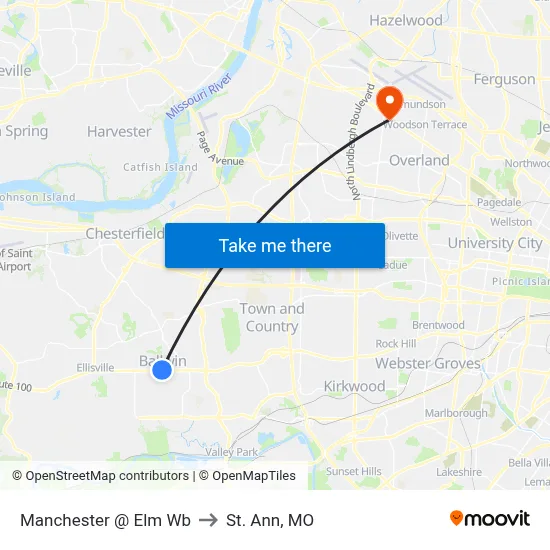 Manchester @ Elm Wb to St. Ann, MO map