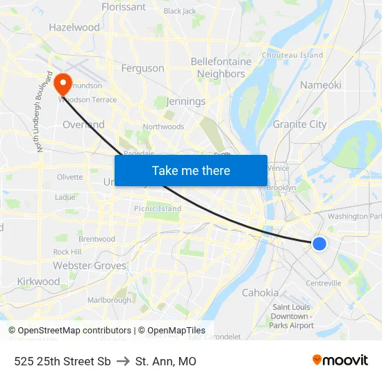 525 25th Street Sb to St. Ann, MO map