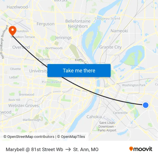Marybell @ 81st Street Wb to St. Ann, MO map