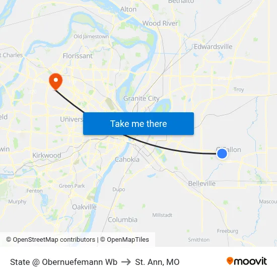 State @ Obernuefemann Wb to St. Ann, MO map