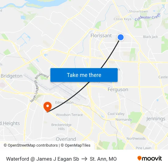 Waterford @ James J Eagan Sb to St. Ann, MO map