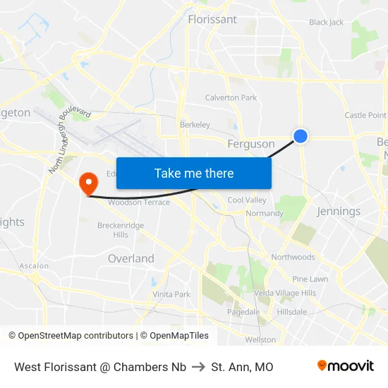 West Florissant @ Chambers Nb to St. Ann, MO map