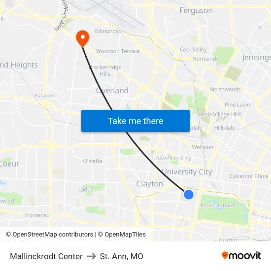 Mallinckrodt Center to St. Ann, MO map