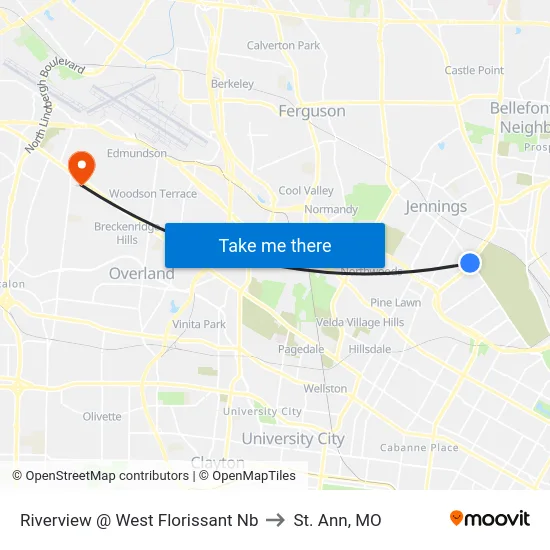 Riverview @ West Florissant Nb to St. Ann, MO map