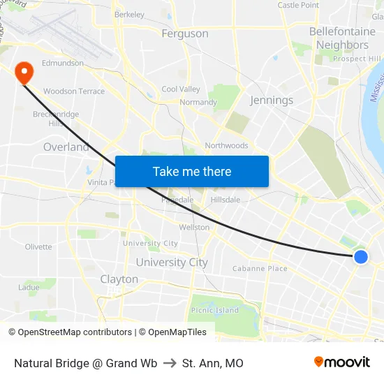 Natural Bridge @ Grand Wb to St. Ann, MO map
