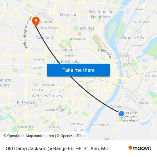 Old Camp Jackson @ Range Eb to St. Ann, MO map