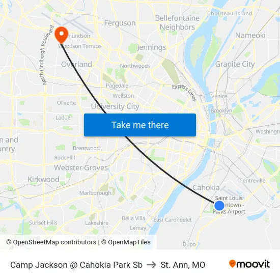 Camp Jackson @ Cahokia Park Sb to St. Ann, MO map