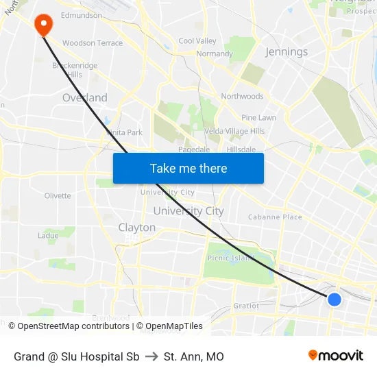 Grand @ Slu Hospital Sb to St. Ann, MO map