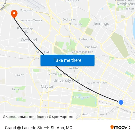 Grand @ Laclede Sb to St. Ann, MO map