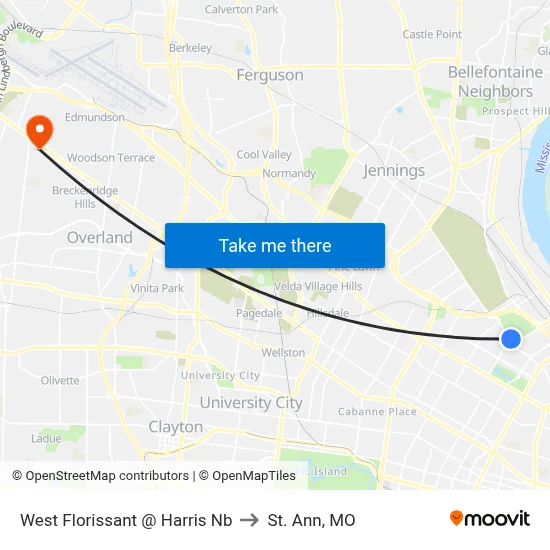 West Florissant @ Harris Nb to St. Ann, MO map
