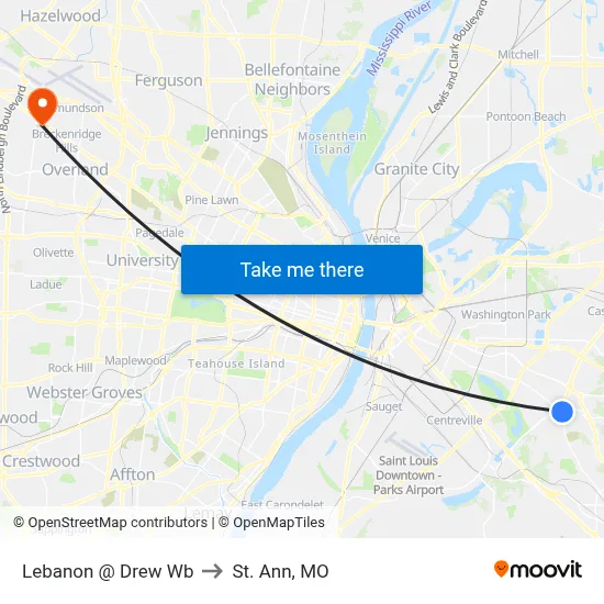Lebanon @ Drew Wb to St. Ann, MO map