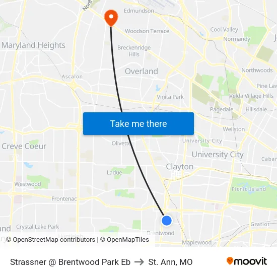 Strassner @ Brentwood Park Eb to St. Ann, MO map