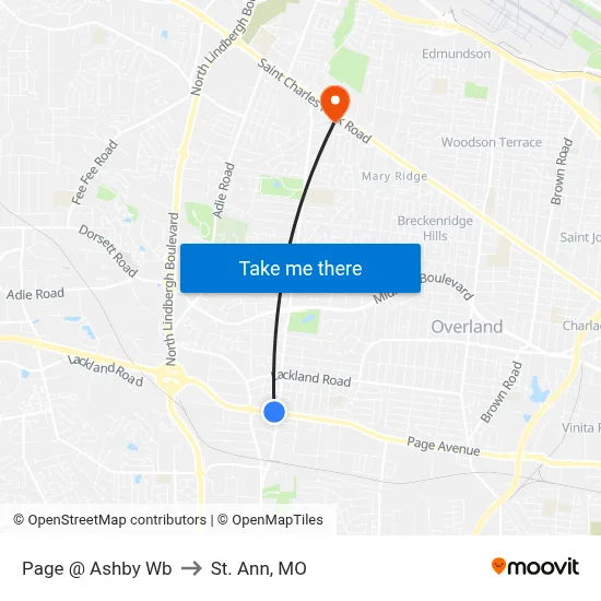 Page @ Ashby Wb to St. Ann, MO map