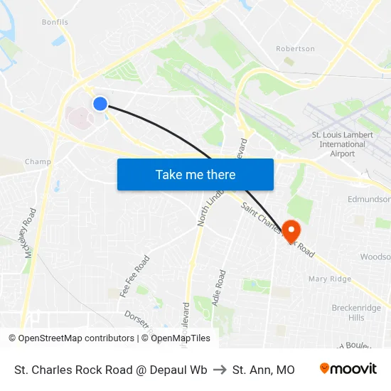 St. Charles Rock Road @ Depaul Wb to St. Ann, MO map