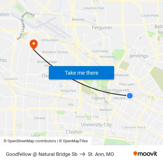 Goodfellow @ Natural Bridge Sb to St. Ann, MO map