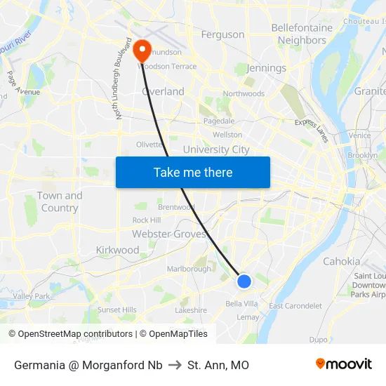 Germania @ Morganford Nb to St. Ann, MO map