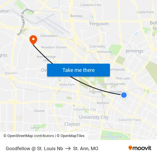 Goodfellow @ St. Louis Nb to St. Ann, MO map