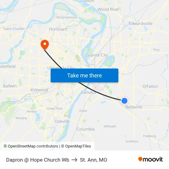 Dapron @ Hope Church Wb to St. Ann, MO map