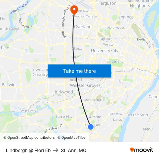 Lindbergh @ Flori Eb to St. Ann, MO map