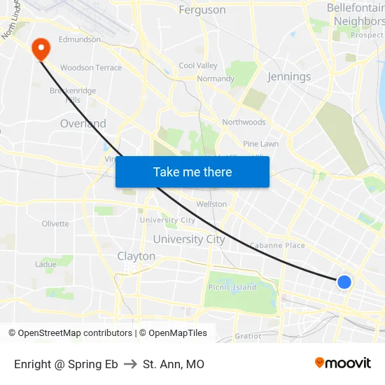 Enright @ Spring Eb to St. Ann, MO map