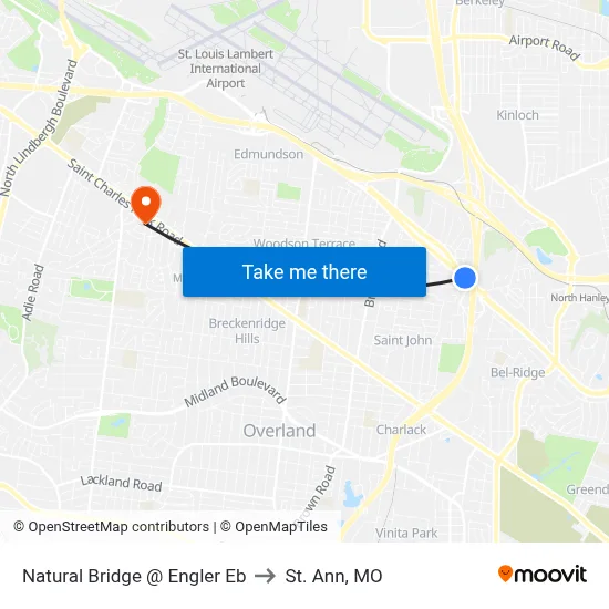 Natural Bridge @ Engler Eb to St. Ann, MO map