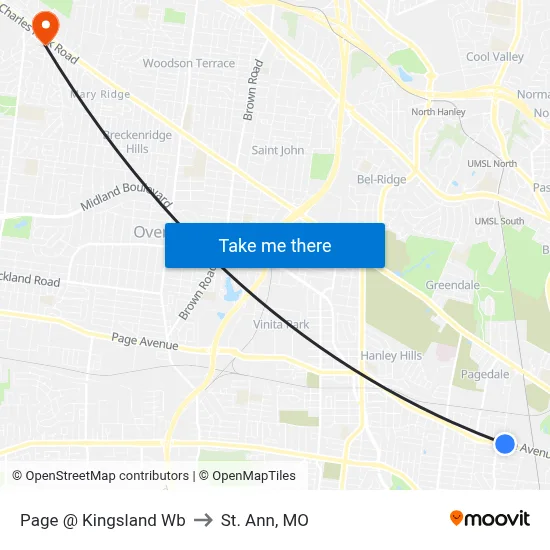 Page @ Kingsland Wb to St. Ann, MO map