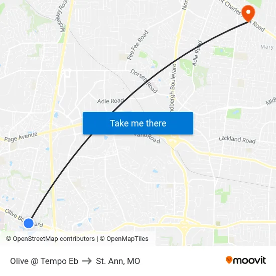 Olive @ Tempo Eb to St. Ann, MO map