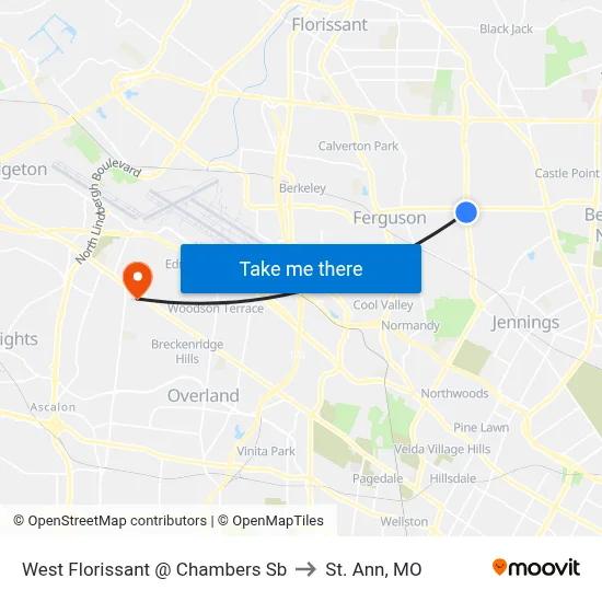 West Florissant @ Chambers Sb to St. Ann, MO map