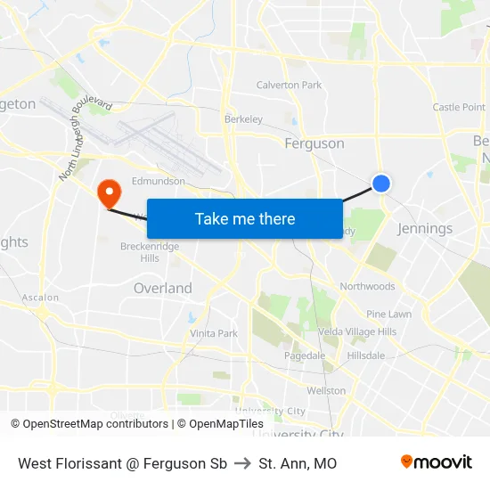 West Florissant @ Ferguson Sb to St. Ann, MO map