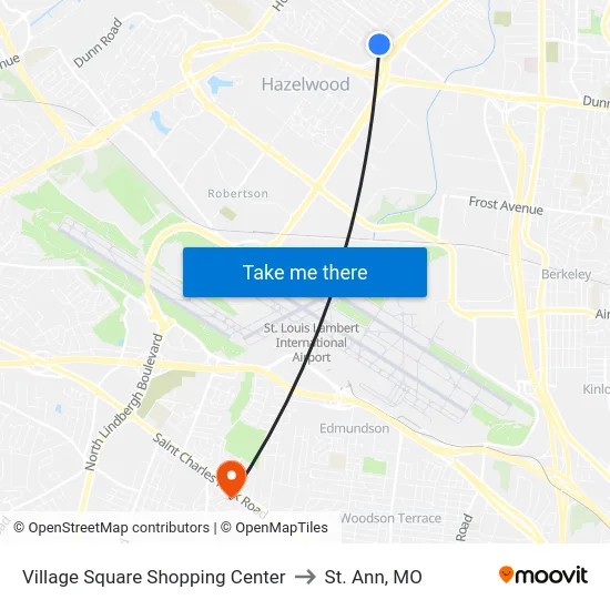 Village Square Shopping Center to St. Ann, MO map