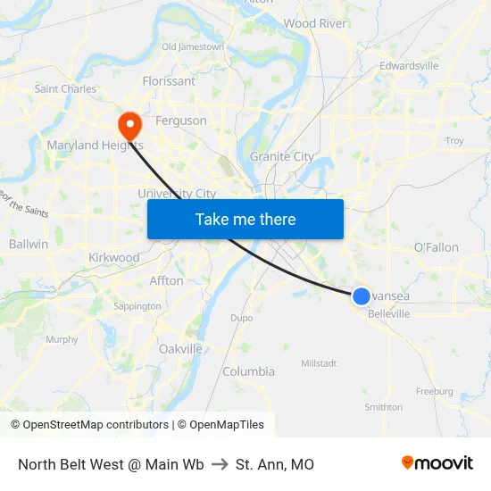 North Belt West @ Main Wb to St. Ann, MO map
