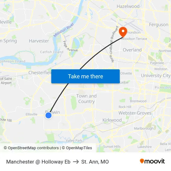 Manchester @ Holloway Eb to St. Ann, MO map
