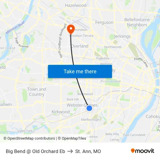 Big Bend @ Old Orchard Eb to St. Ann, MO map