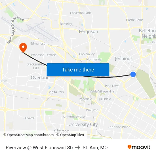 Riverview @ West Florissant Sb to St. Ann, MO map